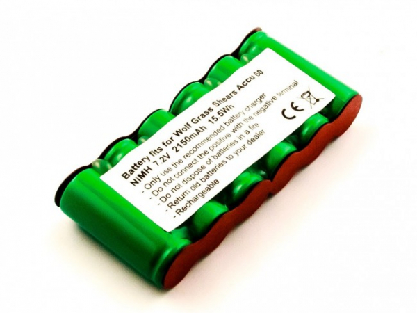 Akku für Wolf Rasenschere Accu BS60, Grass Shears Accu BS60, 2150 mAh, 7,2 V