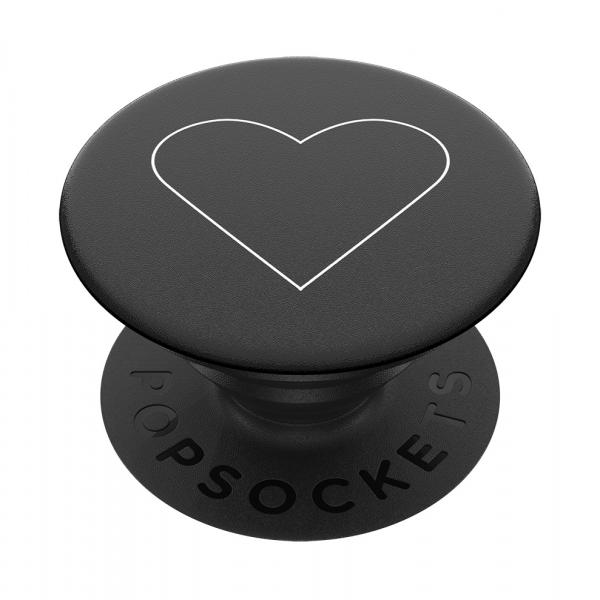 PopSockets PopGrip White Heart Black - ausziehbarer Griff für Handys