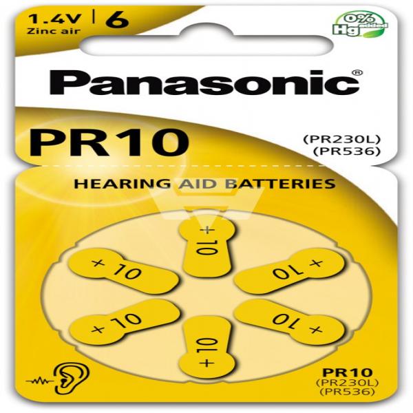 Hörgerät-Batterie Panasonic PR-10L, 6 Stück