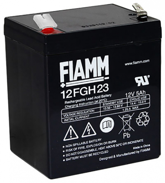 Blei-Akku Fiamm 12FGH23, 6,3 mm Faston Anschluss, 12 Volt, 5 Ah