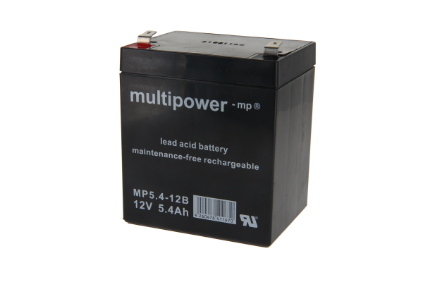 Blei-Akku Multipower MP5.4-12B, Anschluß: Faston 6,3 mm, 12 V, 5,4 Ah