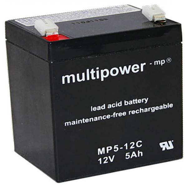 Blei-Akku Multipower MP5-12C, 6,3 mm Faston Anschluss, 12 Volt, 5 Ah