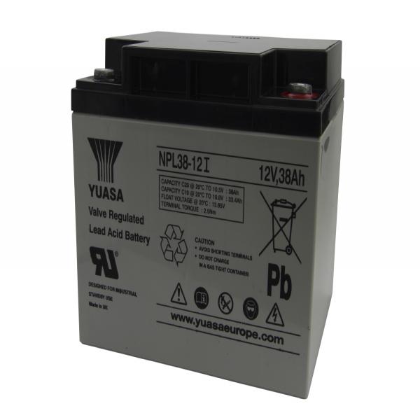 Blei-Akku Yuasa NPL38-12 I, 10 Jahresbatterie, M6 Schraubanschluss, 12 V, 38 Ah