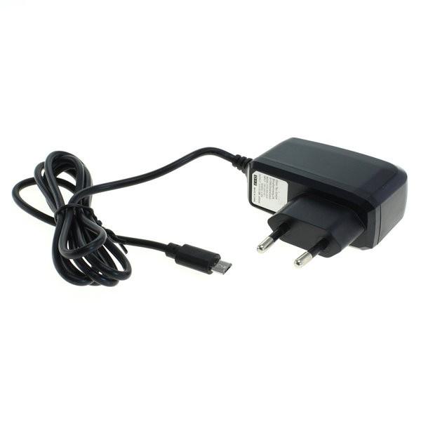 Universal Ladegerät mit Micro-USB-Stecker. 100-240V, 2A Ladestrom, schwarz