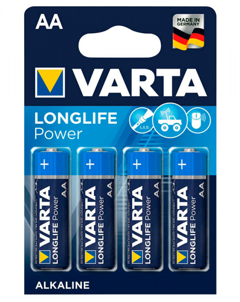Batterie AA Mignon 4 Stück VARTA LONGLIFE Power, wie LR6, AA, Mignon, LR6EE, AM3, Size M, 4006, 4106