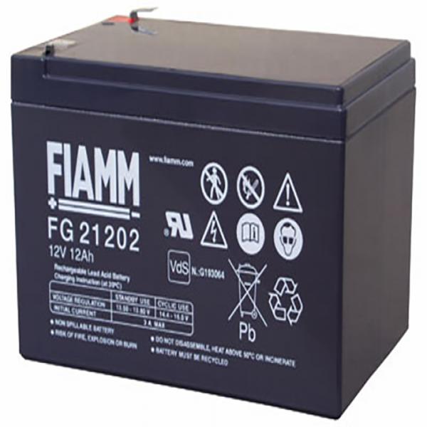 Blei-Akku Fiamm FG21202, mit VDS-Zulassung, 6,3 mm Faston Anschluss, 12 Volt, 12 Ah