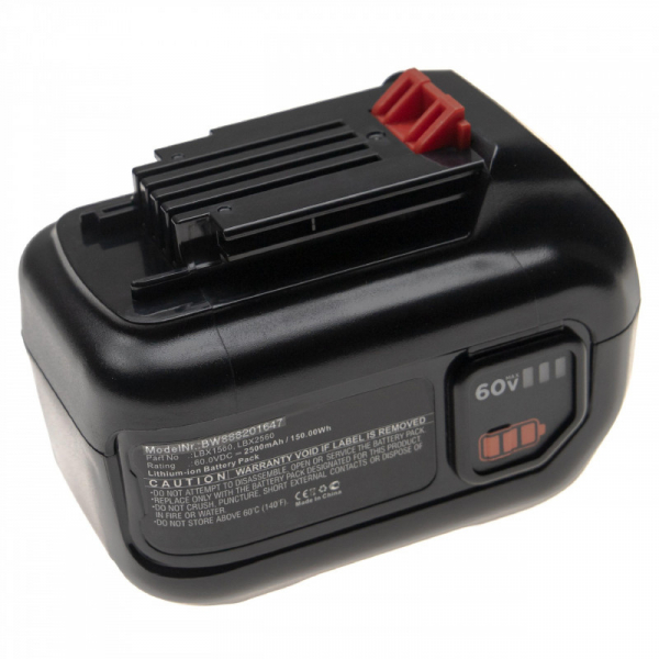 Akku für Black &amp; Decker 60V Max Laubbläser, 60V Max Rasentrimmer, LHT360, wie LBX1560, 60V, 2,5Ah