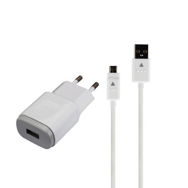 Reise-Netzlader Original LG MCS-04ED/ER, mit Micro-USB-Datenkabel DK-100M, weiss