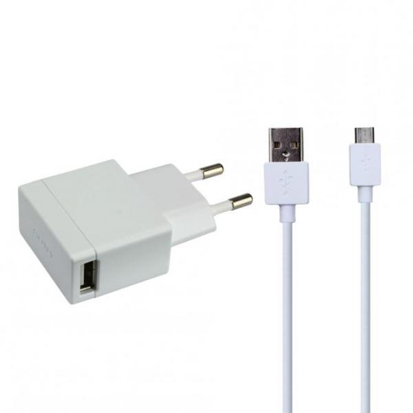 Schnell-Ladegerät Original Sony EP881 incl. USB-Kabel, Universal, 1.5 Ah Ladestrom, weß