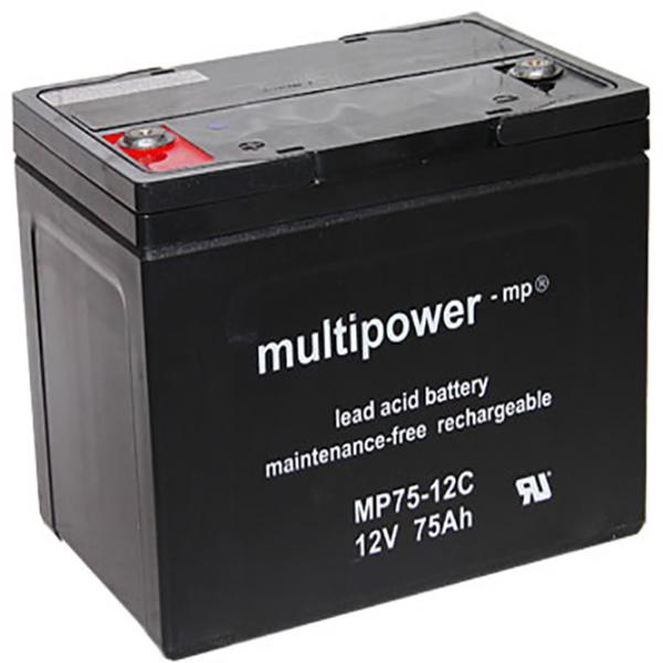 Blei-Akku Multipower MP75-12C, M6 Schraubanschluss, 12 Volt, 75 Ah